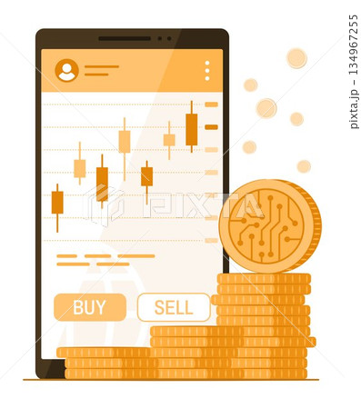 Digital Coin Asset and Smartphone with Financial Candlestick Chart for Online Investment and Trading in Cryptocurrency and Block Chain Industry Concept Illustration Clip Art Digital Coin Asset and Smartphone with Financial Candlestick Chart for Online Investment and Trading in Cryptocurrency and Block Chain Industry Concept Illustration Clip Art 134967255