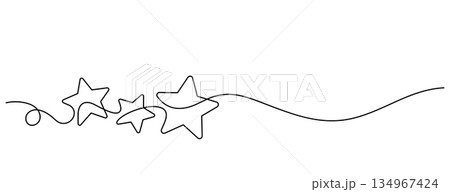 three stars decoration element one line drawing 134967424