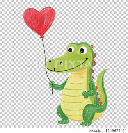 ハートの風船を持っているわに ハートの風船を持っているわに 134967541