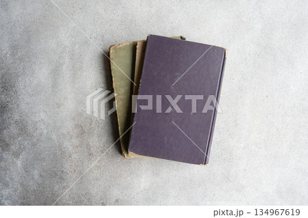 Old vintage books on the table 134967619