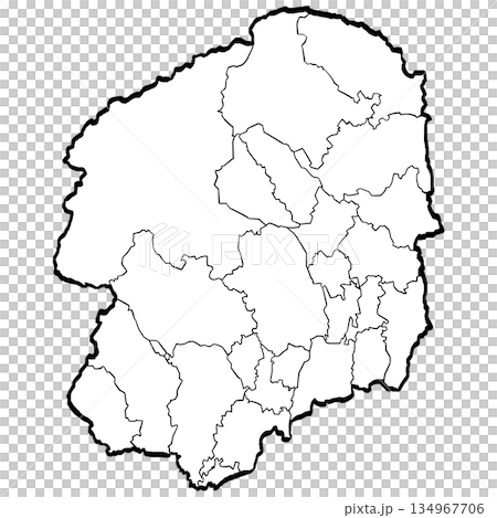 栃木県地図・市町村区分のイラスト (筆タッチ) シンプル 栃木県地図・市町村区分のイラスト (筆タッチ) シンプル 134967706