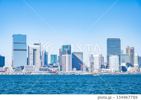 TOKYO, JAPAN - 29, JAN. 2025 : cityscape of Tokyo tower and buildings at daytime in Tokyo bay, Japan TOKYO, JAPAN - 29, JAN. 2025 : cityscape of Tokyo tower and buildings at daytime in Tokyo bay, Japan 134967789