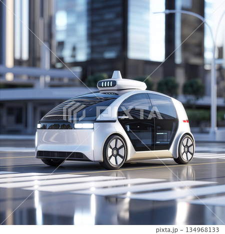 交差点を通過するロボタクシーのイメージ 134968133