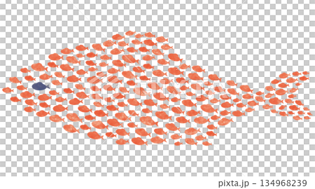 一群魚一起遊動的插圖 | 象徵團結、互助、工會和教育 134968239