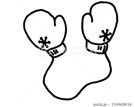 線画 手袋 134968616