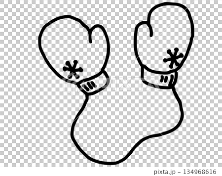 線画 手袋 134968616