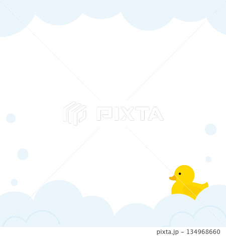 かわいいお風呂のイメージのフレームイラスト 134968660