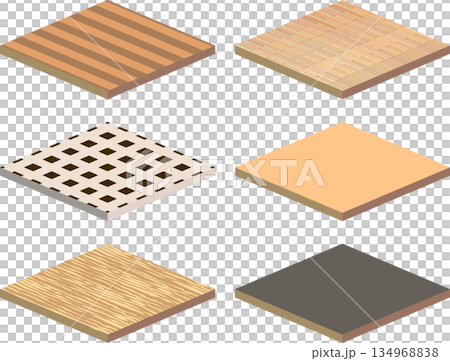 おしゃれな床・木・フローリング風のアイソメトリックな箱庭イラスト素材 134968838