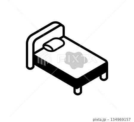 おねしょをしたベッドのアイコンイラスト　ベクター 134969157
