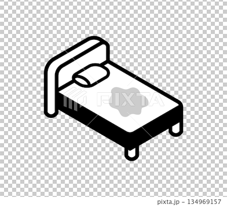 おねしょをしたベッドのアイコンイラスト　ベクター 134969157