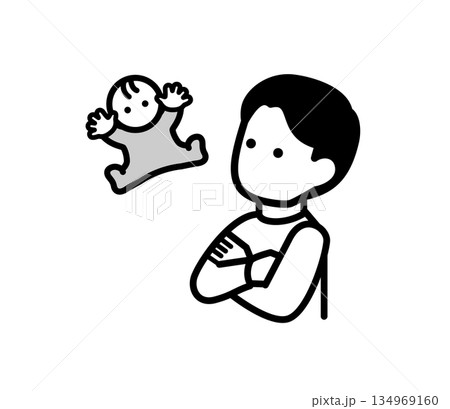 赤ちゃんと男性のイラスト ベクター 赤ちゃんと男性のイラスト ベクター 134969160
