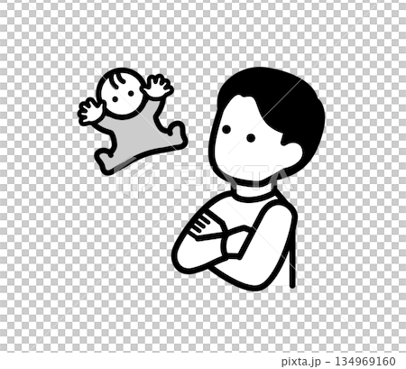 嬰兒和男人插圖向量圖 134969160