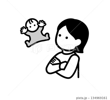 赤ちゃんと女性のイラスト　ベクター 134969161