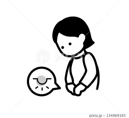 骨盤臓器脱で違和感を感じる女性のイラスト　ベクター 134969165