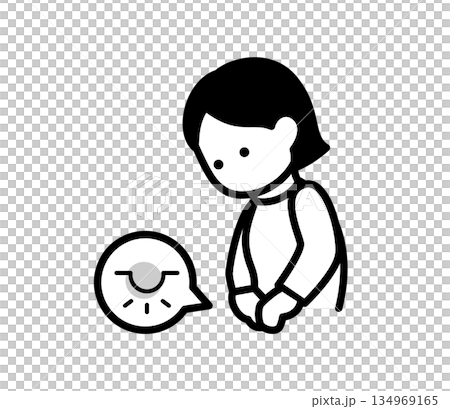 骨盤臓器脱で違和感を感じる女性のイラスト　ベクター 134969165