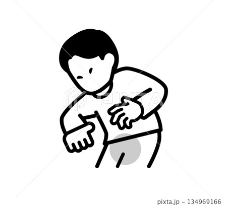 かゆみを我慢する男性のイラスト　ベクター 134969166
