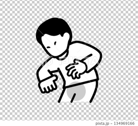 かゆみを我慢する男性のイラスト　ベクター 134969166