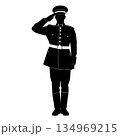 Soldier Saluting Silhouette, Military Officer Salute Vector 134969215
