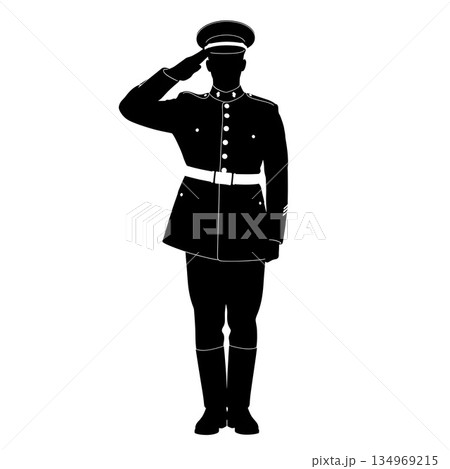 Soldier Saluting Silhouette, Military Officer Salute Vector Soldier Saluting Silhouette, Military Officer Salute Vector 134969215