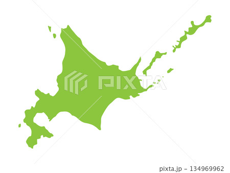 シンプルな北海道の地図イラスト 日本地図単体 グリーン シンプルな北海道の地図イラスト 日本地図単体 グリーン 134969962