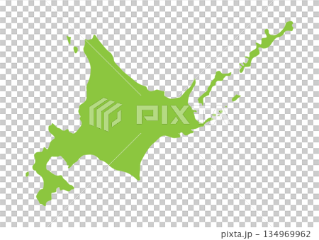 シンプルな北海道の地図イラスト 日本地図単体 グリーン シンプルな北海道の地図イラスト 日本地図単体 グリーン 134969962