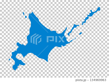 簡單的北海道地圖插圖，單獨的日本地圖（藍色） 134969963