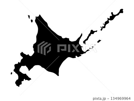 シンプルな北海道の地図イラスト 日本地図単体 モノクロ シンプルな北海道の地図イラスト 日本地図単体 モノクロ 134969964