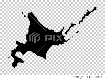 シンプルな北海道の地図イラスト 日本地図単体 モノクロ シンプルな北海道の地図イラスト 日本地図単体 モノクロ 134969964