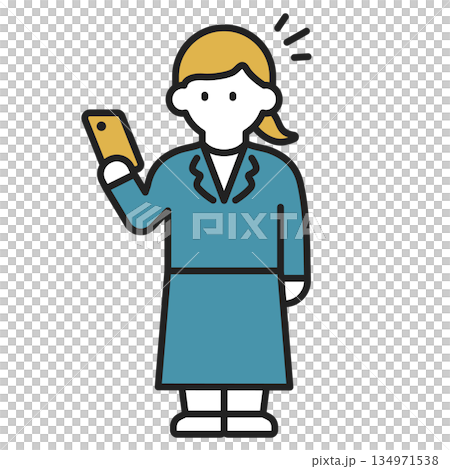 Businesswoman holding a smartphone, smartphone, whole body, color Businesswoman holding a smartphone, smartphone, whole body, color 134971538