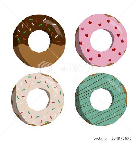 いろいろなデコレーションのドーナツ 134971670