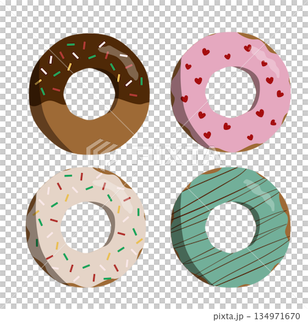 いろいろなデコレーションのドーナツ 134971670