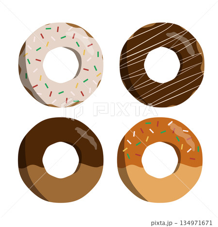 いろいろなデコレーションのドーナツ いろいろなデコレーションのドーナツ 134971671