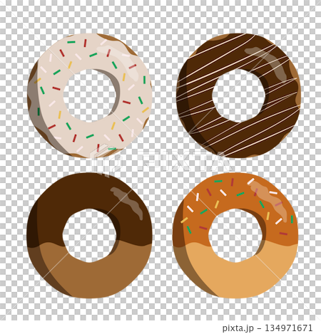 裝飾各異的甜甜圈 裝飾各異的甜甜圈 134971671