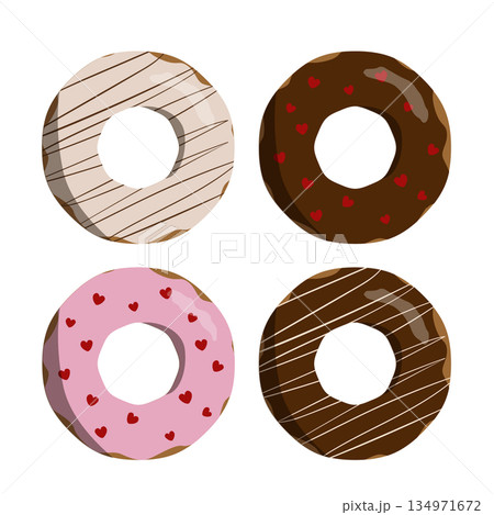 いろいろなデコレーションのドーナツ いろいろなデコレーションのドーナツ 134971672