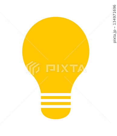 シンプルな電球のシルエット アイコン イラスト素材 黄色	 134971696