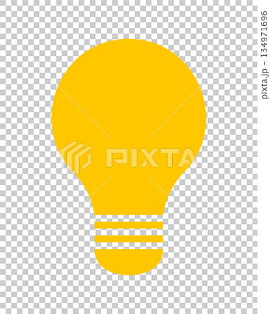 シンプルな電球のシルエット アイコン イラスト素材 黄色	 134971696