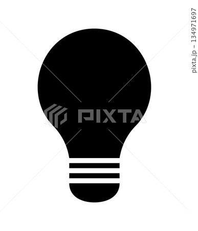 シンプルな電球のシルエット アイコン イラスト素材 黒 134971697