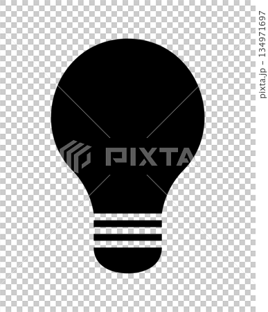 シンプルな電球のシルエット アイコン イラスト素材 黒 134971697
