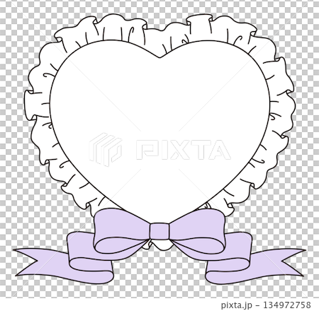 Vector illustration of a cute ruffle frame with a heart and ribbon Vector illustration of a cute ruffle frame with a heart and ribbon 134972758