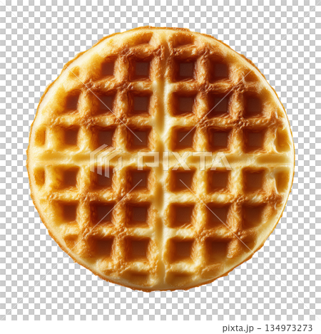 Delicious Golden Waffle on a White Background Perfect for Breakfast or Dessert 134973273