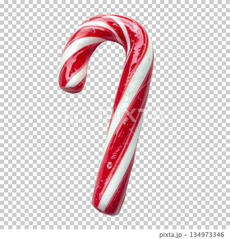 Colorful Candy Cane With Red and White Stripes for Holiday Celebrations and Festive Treats 134973346