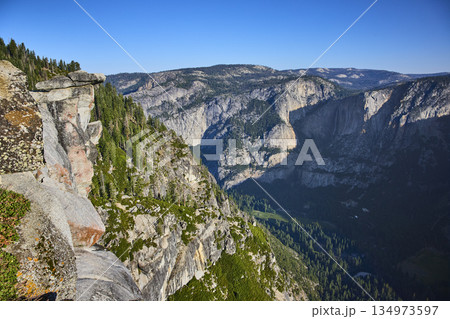 Glacier Point Granite Cliffs and Pine Forests Overlooking Yosemite Valley California 134973597