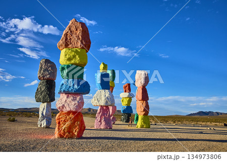 Seven Magic Mountains Colorful Rock Stack Art Installation in Nevada Desert Seven Magic Mountains Colorful Rock Stack Art Installation in Nevada Desert 134973806