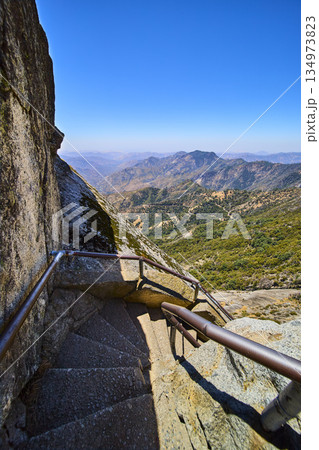 Moro Rock Stone Staircase and Sweeping Sierra Nevada View Sequoia National Park Moro Rock Stone Staircase and Sweeping Sierra Nevada View Sequoia National Park 134973823
