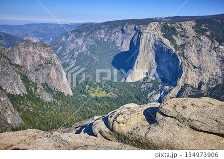 El Capitan Granite Cliffs and Forested Valley from Taft Point Yosemite National Park 134973906