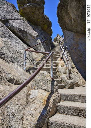 Moro Rock Trail Staircase Granite Formations and Blue Sky Sequoia National Park Moro Rock Trail Staircase Granite Formations and Blue Sky Sequoia National Park 134973915