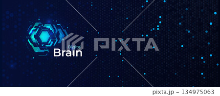 Artificial intelligence digital brain background with hexagon tech pattern, neural network data flow, copy space. AI brain concepts for technology presentations and web headers. Vector illustration Artificial intelligence digital brain background with hexagon tech pattern, neural network data flow, copy space. AI brain concepts for technology presentations and web headers. Vector illustration 134975063