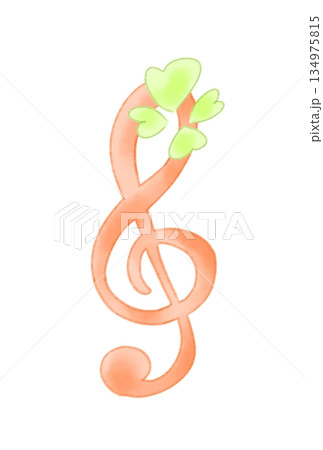 ハートの付いたト音記号 134975815