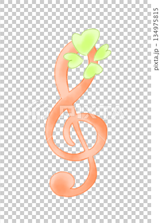 ハートの付いたト音記号 134975815