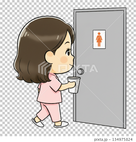 插圖:一名女性在體檢期間接受尿液檢查 | 用於解釋體檢流程 插圖:一名女性在體檢期間接受尿液檢查 | 用於解釋體檢流程 134975824